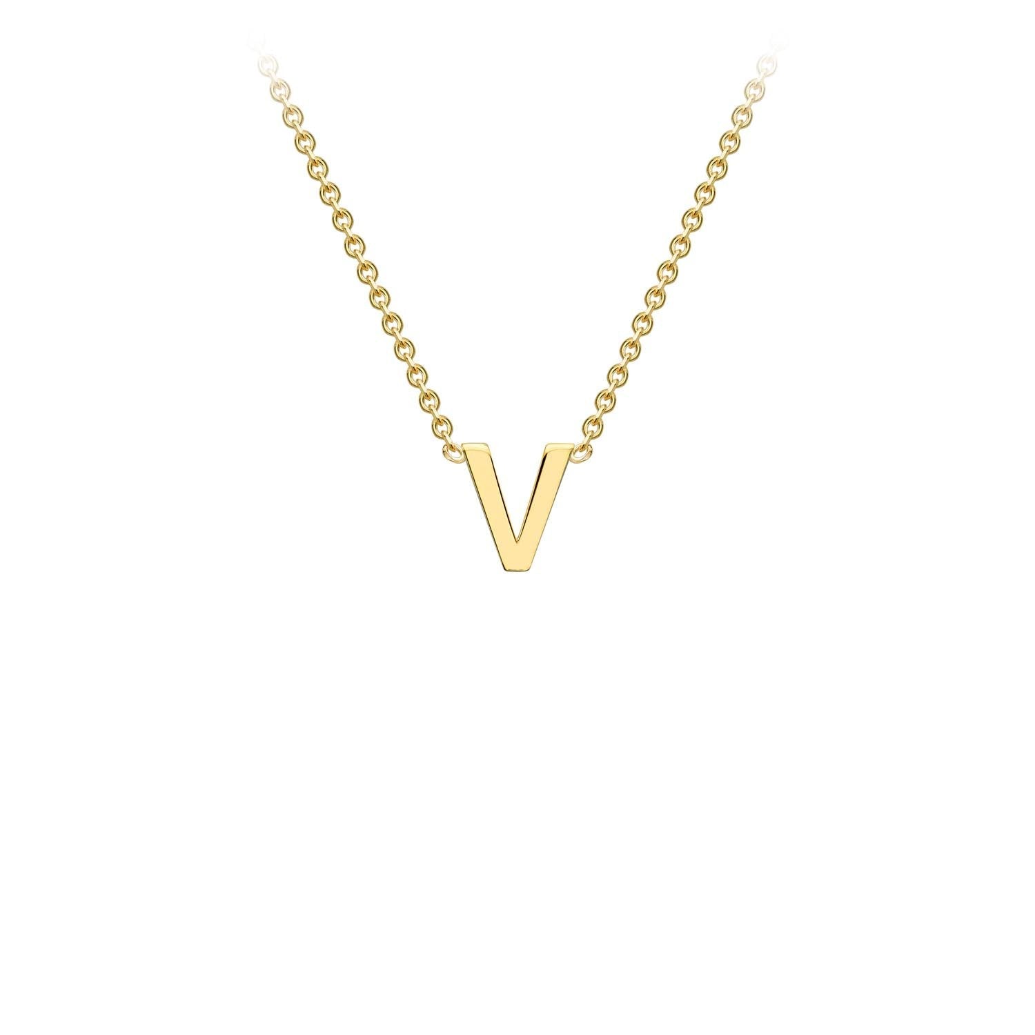 9ct Yellow Gold 'V' Initial Adjustable Letter Necklace 38/43cm