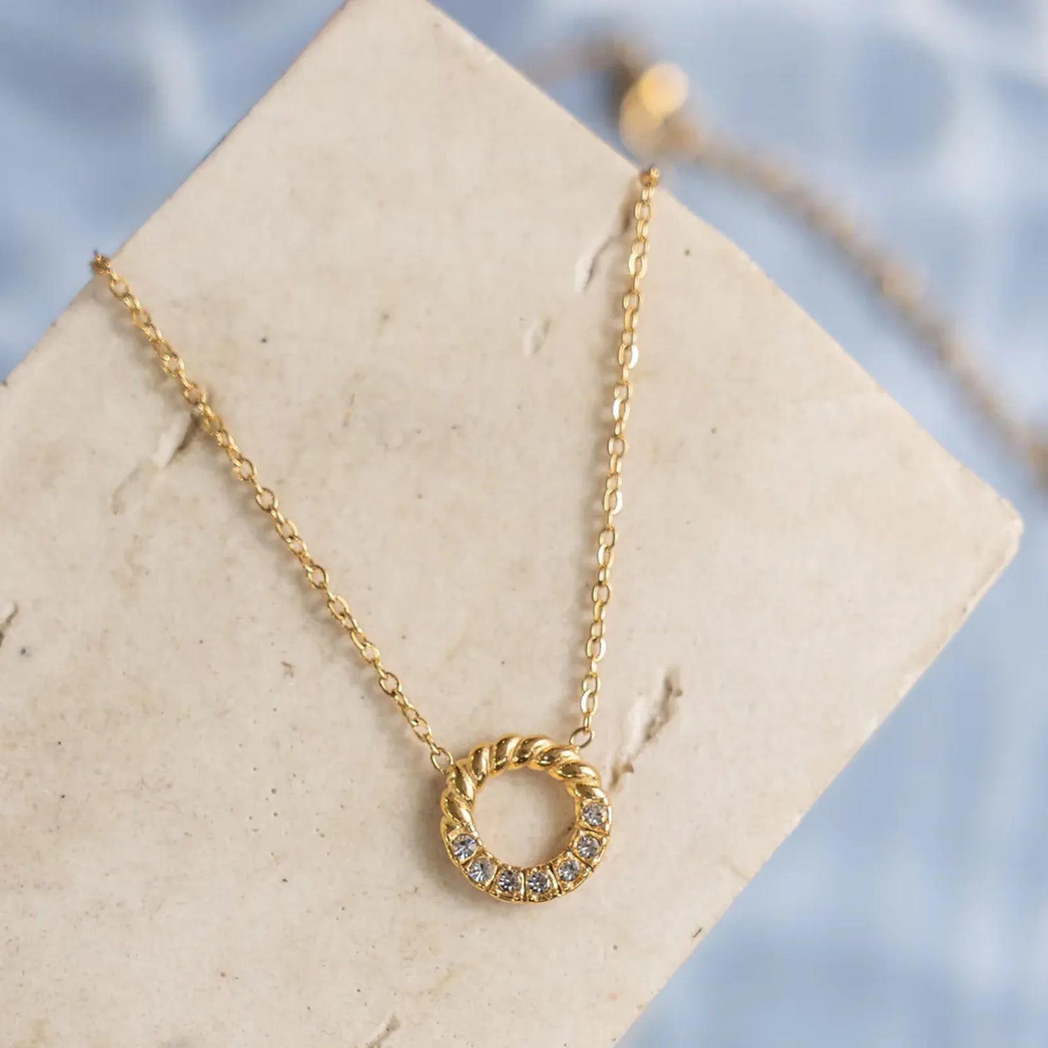 Aurora Cubic Zirconia Gold Necklace 40cm + 5cm