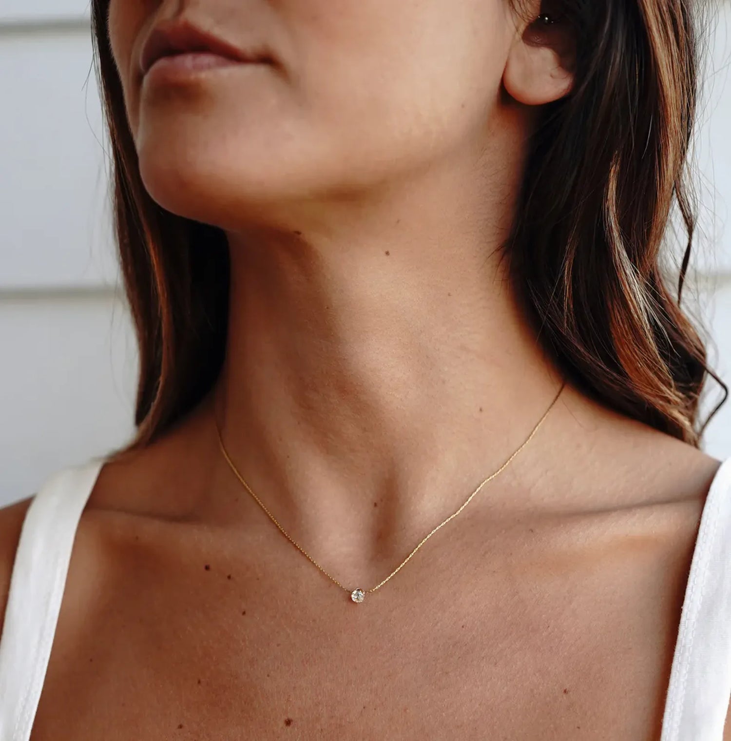 Aurora Cubic Zirconia Gold Necklace 40cm + 5cm