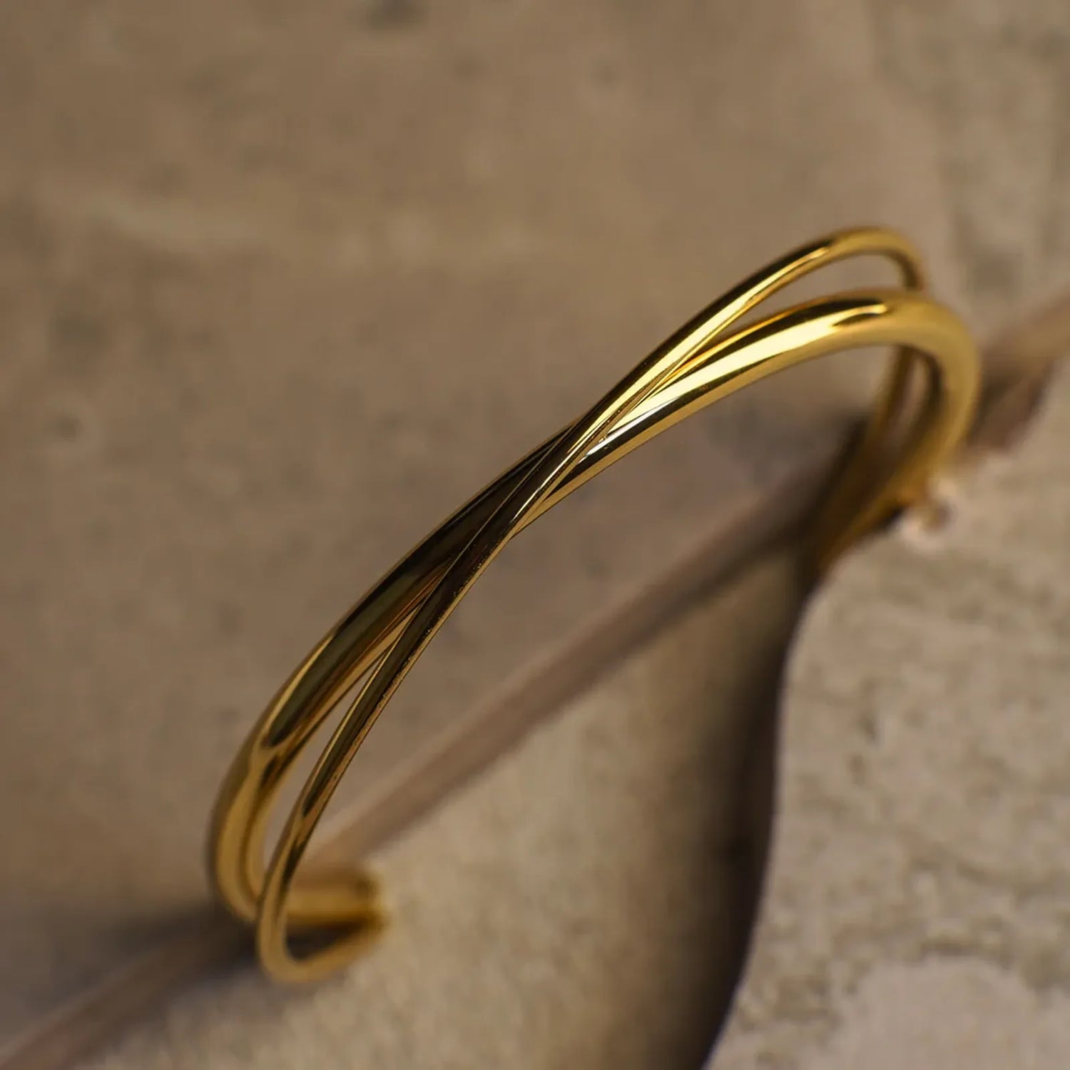 Alessia Gold Twist Cuff Bracelet 64mm