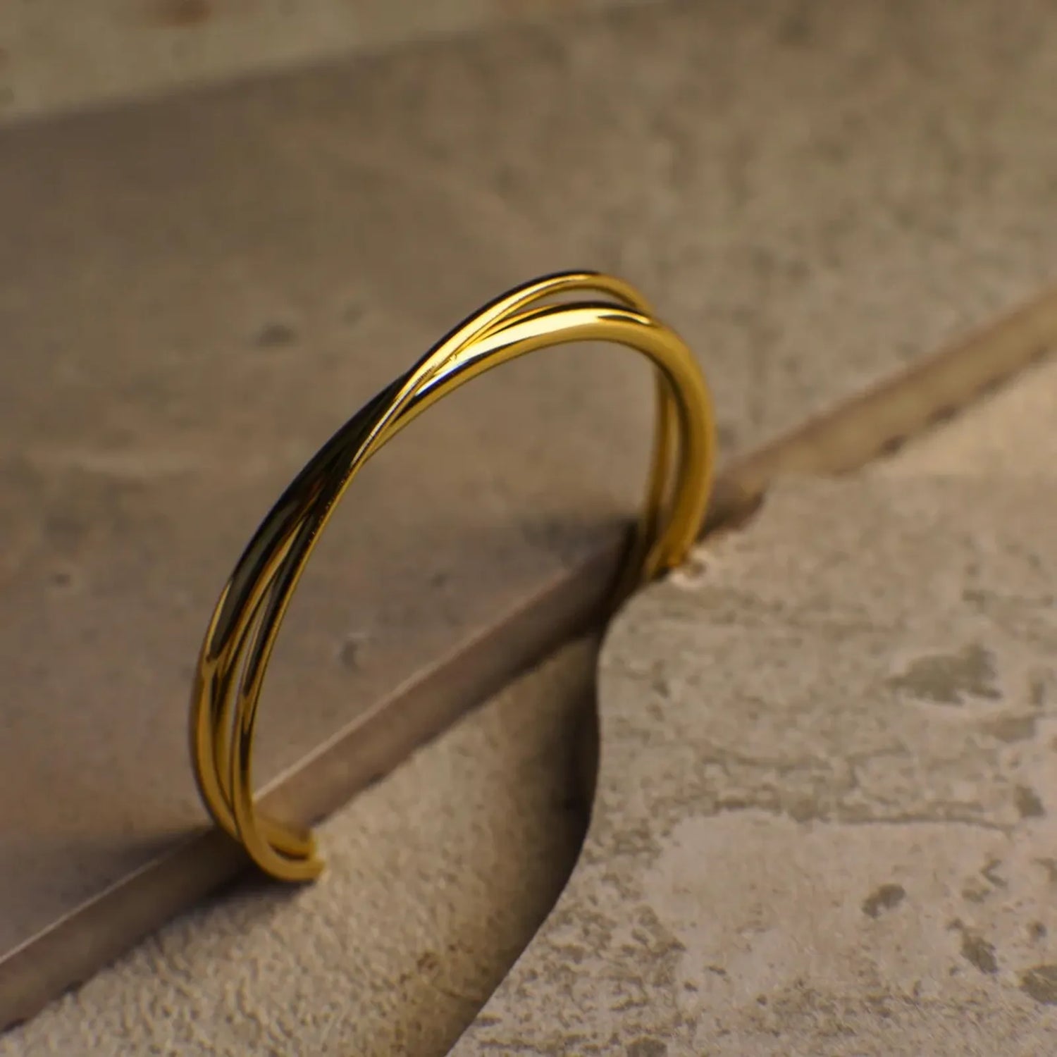 Alessia Gold Twist Cuff Bracelet 64mm