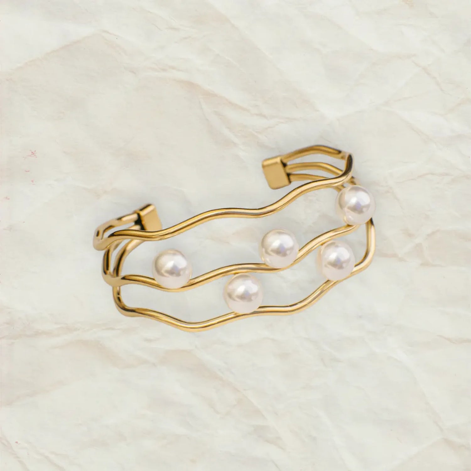 Sanita Pearl Wave Cuff Bracelet