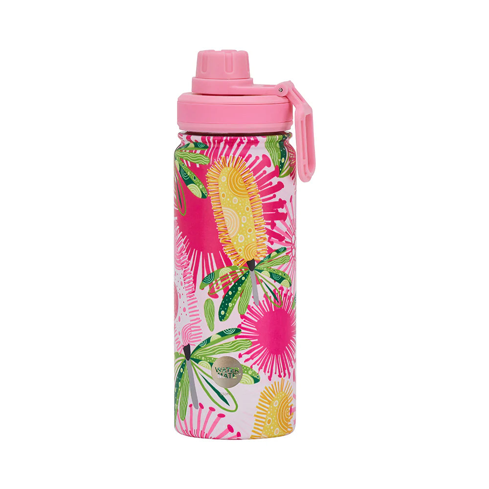 Waterbottle Stainless - Pink Banksia 550ml