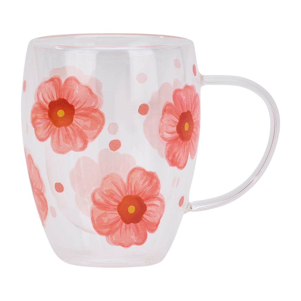 Meadow Blush - Double Wall Glass Mug 350mls
