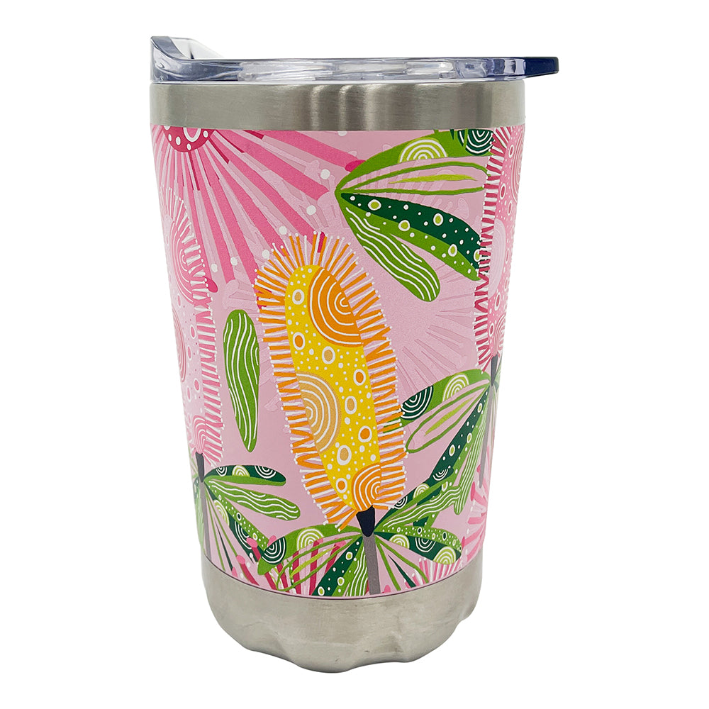 Coffee Mug Stainless - Pink Banksia 270ml