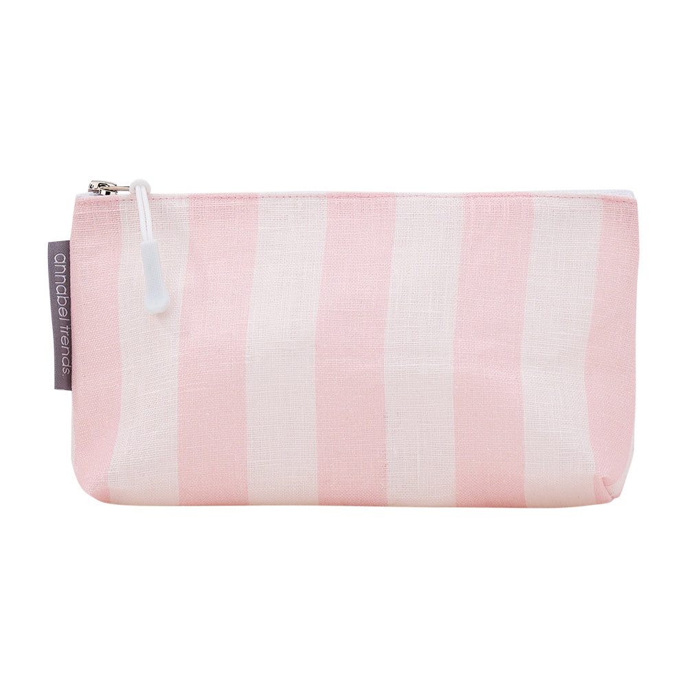 Linen Cosmetic Bag Small - Pink Stripe