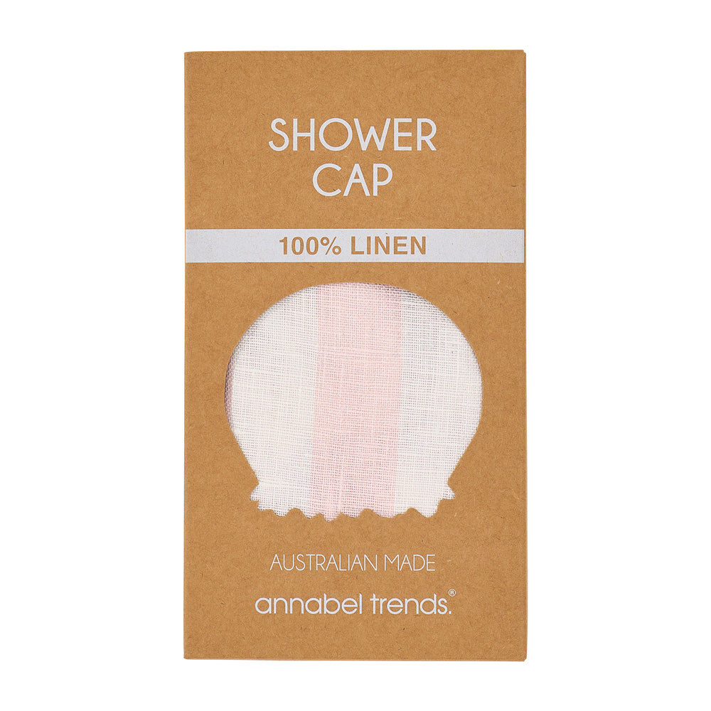 Linen Shower Cap - Pink Stripe