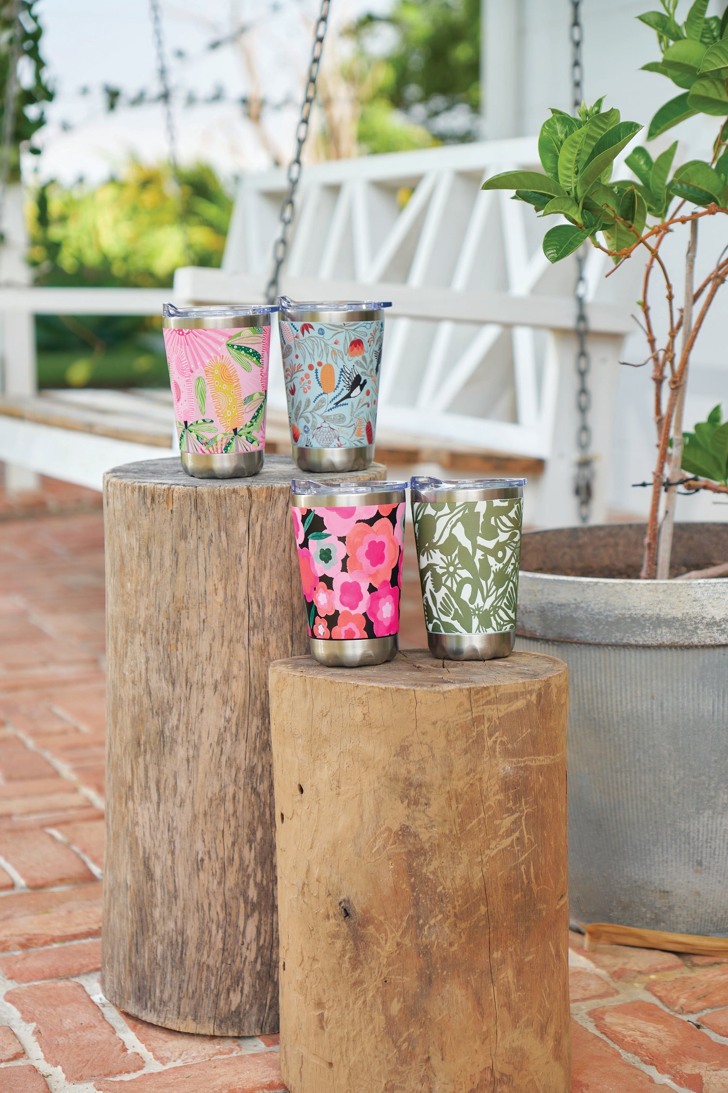 Coffee Mug Stainless - Pink Banksia 270ml