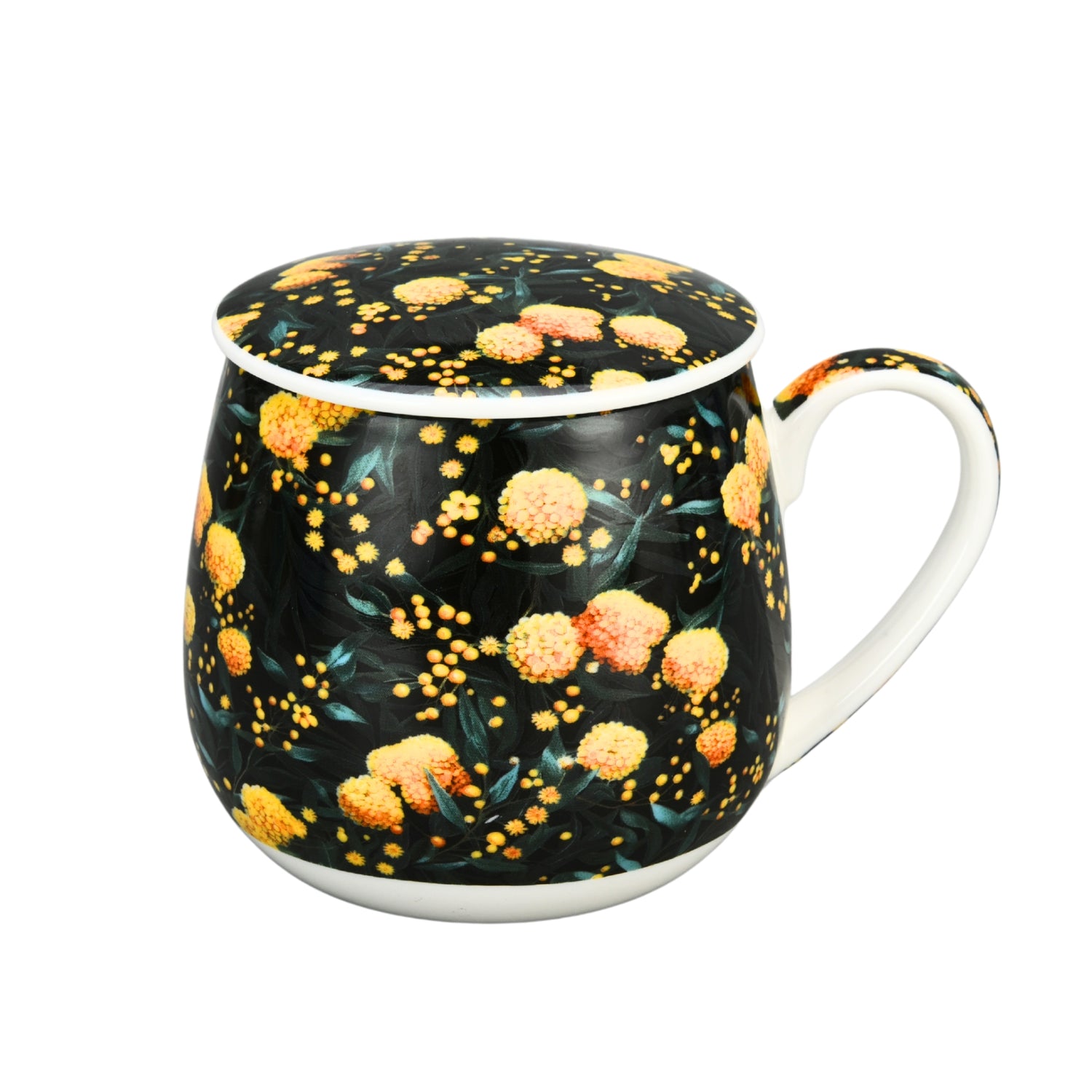 Tea Infuser Mug - Black Floral