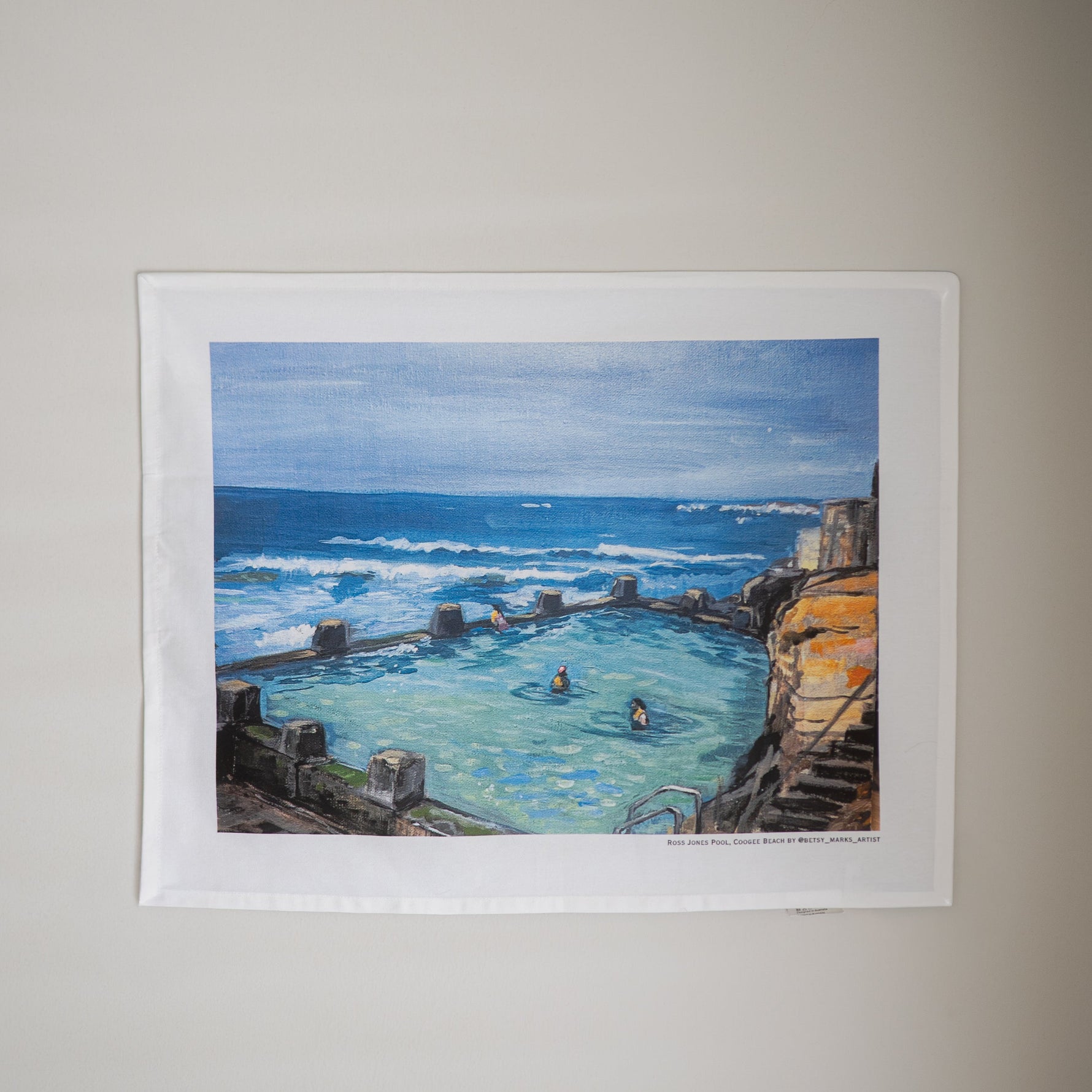 Tea Towel of Coogee Ross Jones Pool Sydney