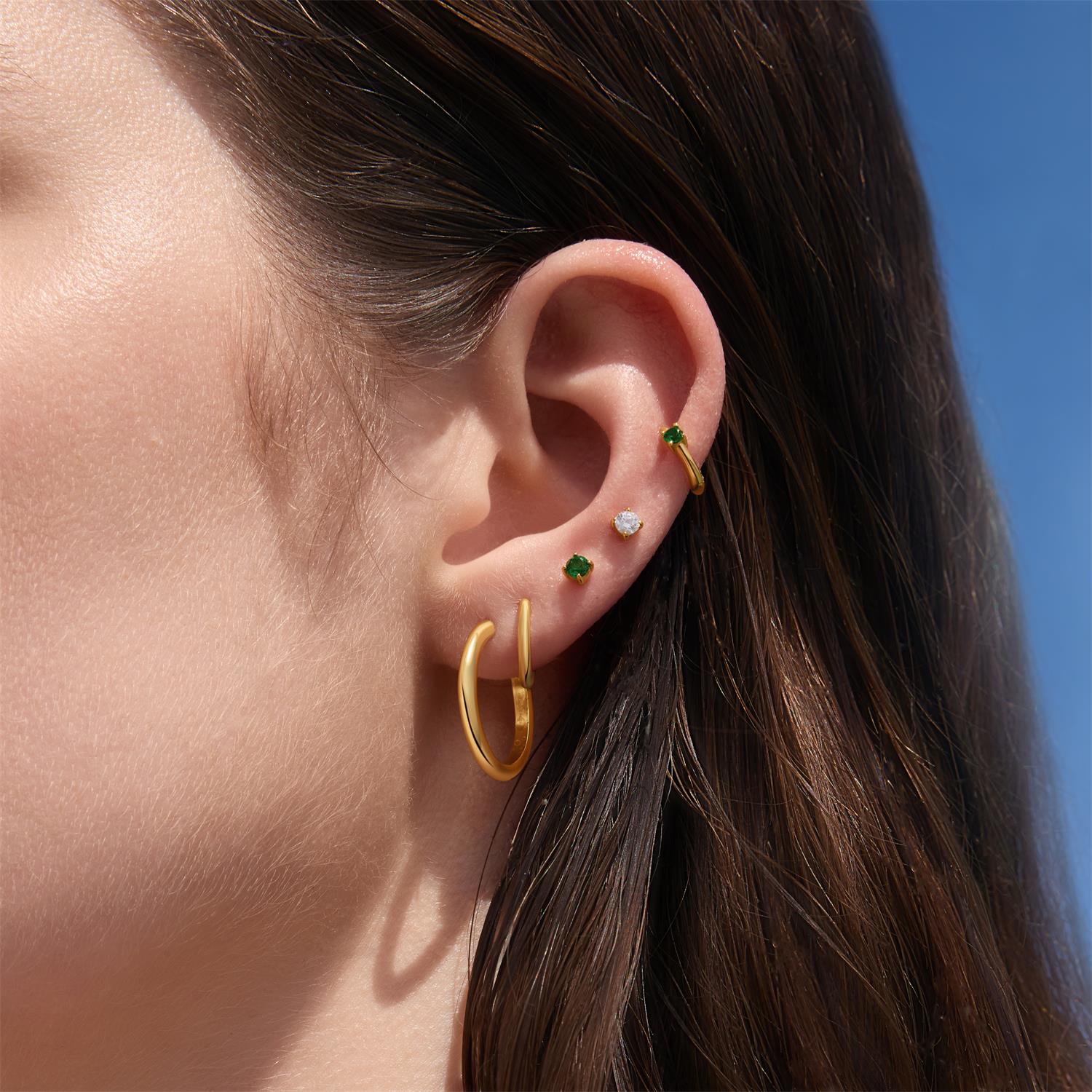 Ania Haie Gold Green Huggie Hoop Earrings