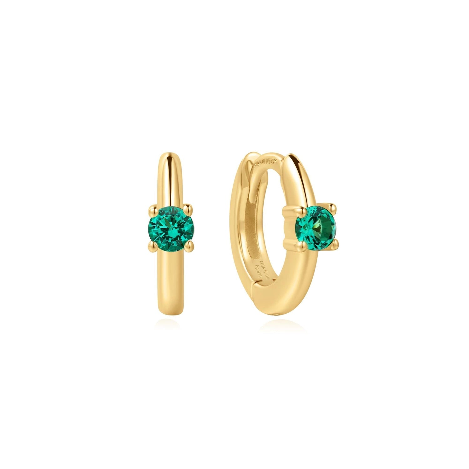 Ania Haie Gold Green Huggie Hoop Earrings