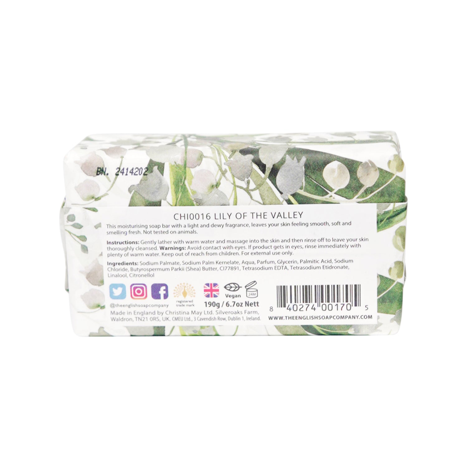 English Lily of the Valley Soap Bar  (190g)