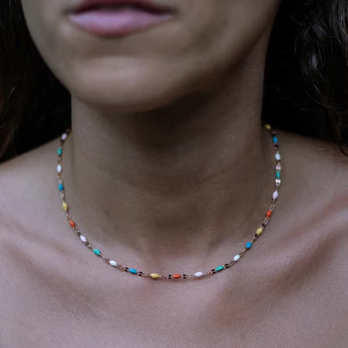 Gema Colorful Beaded Necklace - Gold