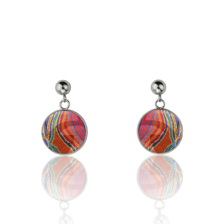 Liddy Napanangka Walker - Dogwood Tree Dreaming Orange Earrings Hook Small Circle