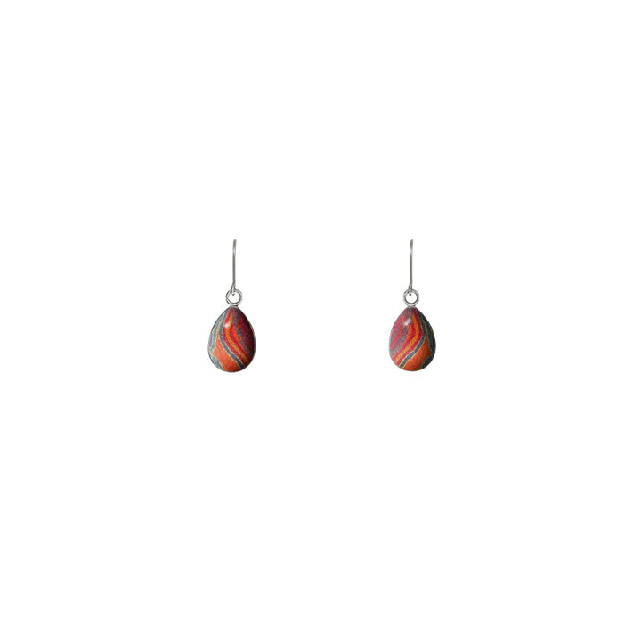 Liddy Napanangka Walker - Dogwood Tree Dreaming Orange Earrings Hook Small Drop