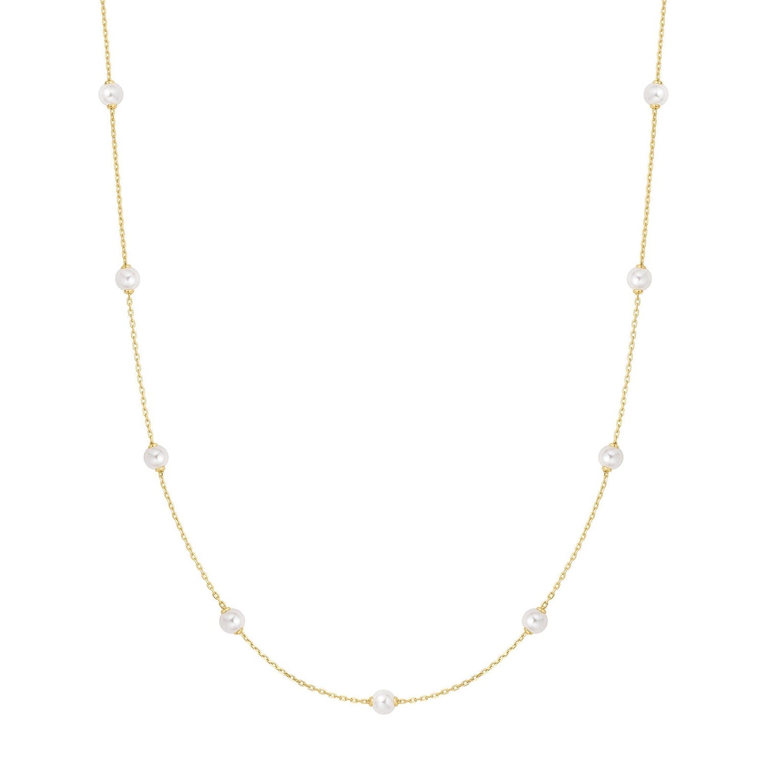 Ania Haie Gold Shell Pearl Station Chain Necklace