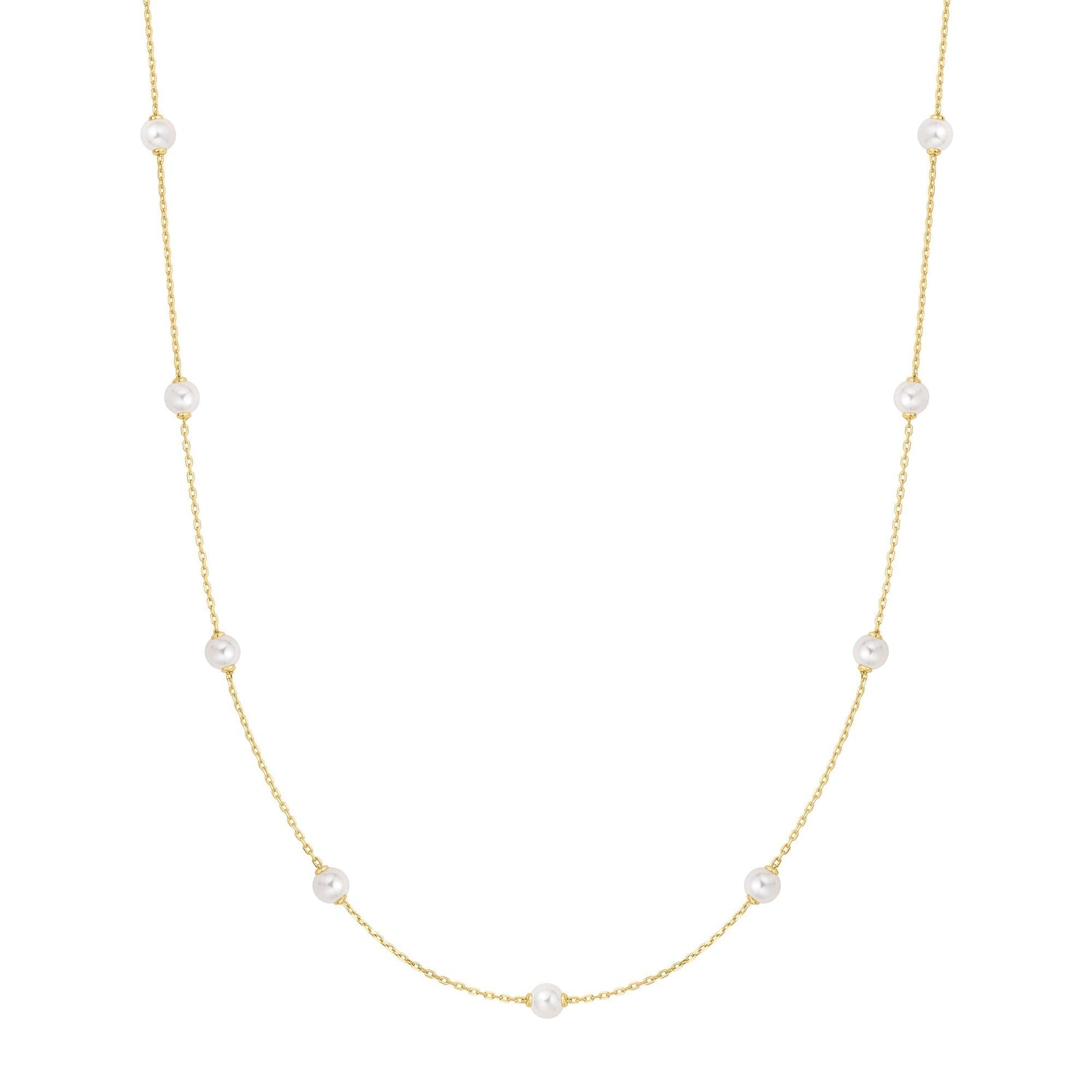 Ania Haie Gold Shell Pearl Station Chain Necklace
