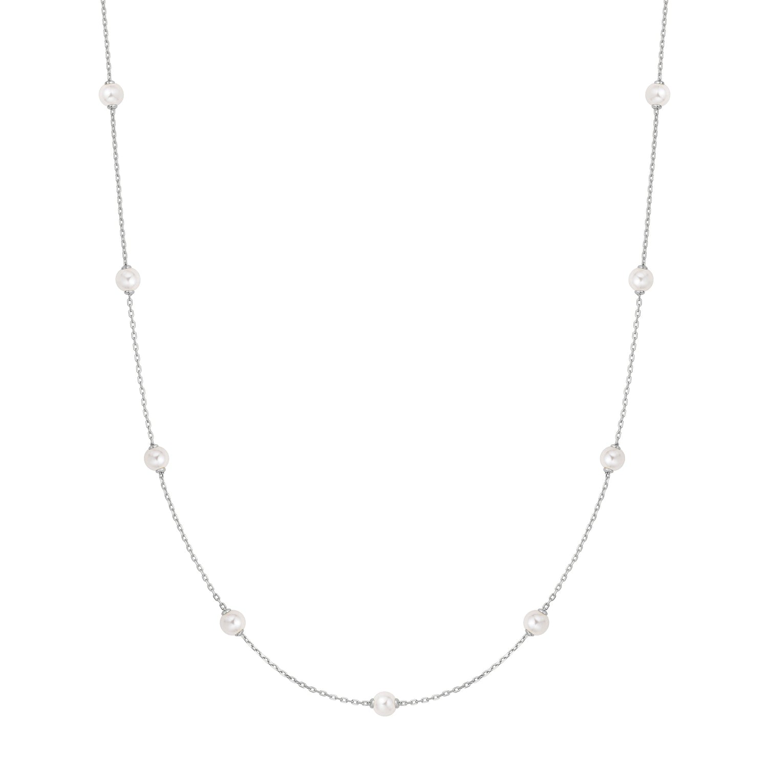 Ania Haie Silver Shell Pearl Station Chain Necklace