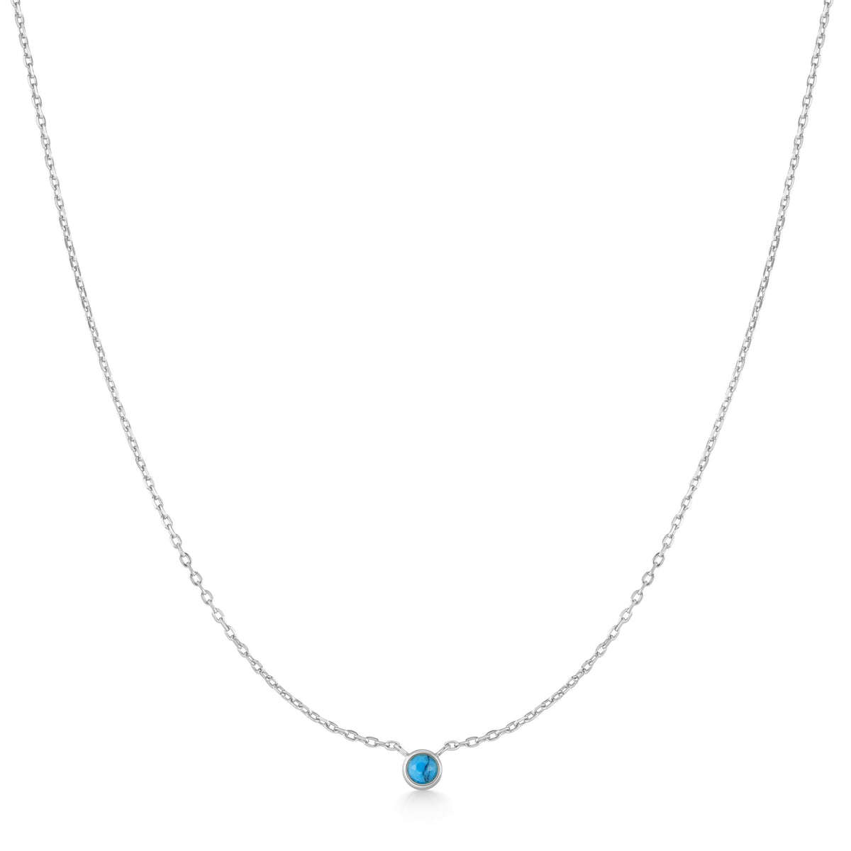 Ania Haie Bezel-Set Lab-Created Turquoise Solitaire Necklace Silver