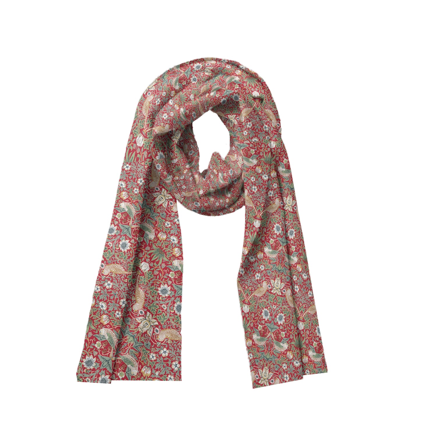 Scarf - Strawberry Thief Red William Morris