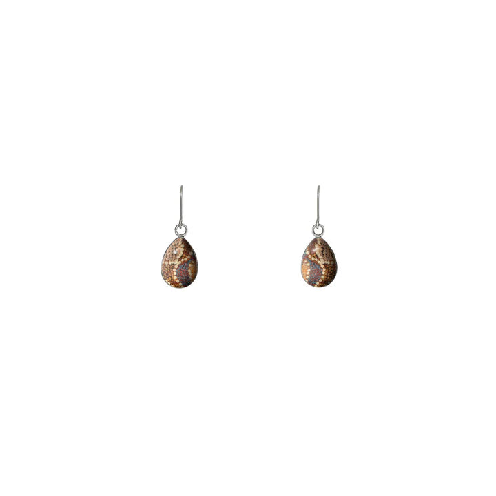 Tess Napaljarri Ross - Goanna Dreaming Earrings Hook Small Drop