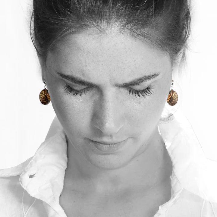 Tess Napaljarri Ross - Goanna Dreaming Earrings Hook Small Circle