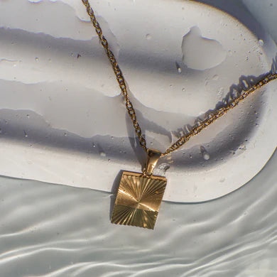Thora Gold Rectangle Pendant Necklace