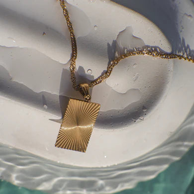 Thora Gold Rectangle Pendant Necklace