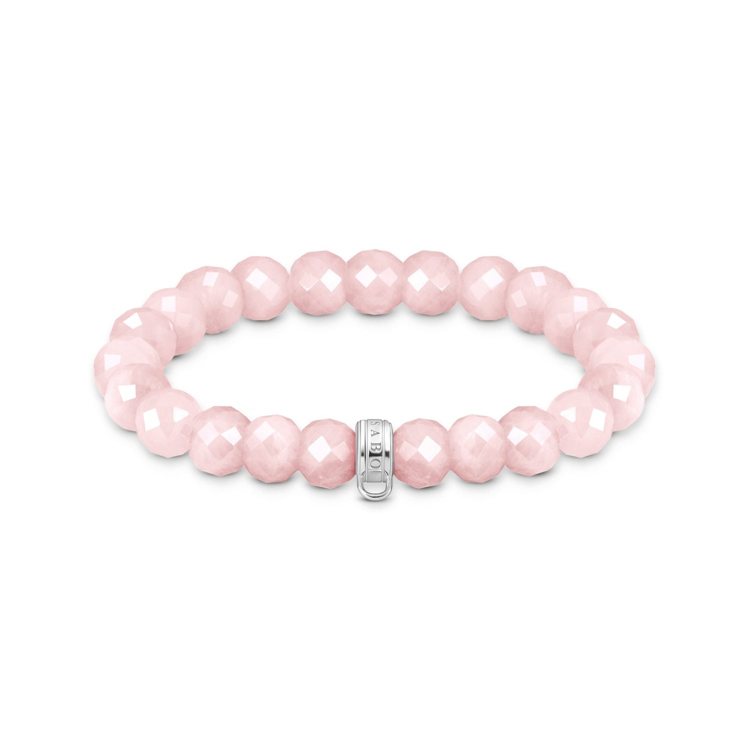 THOMAS SABO Charm bracelet with rose quartz beads oval