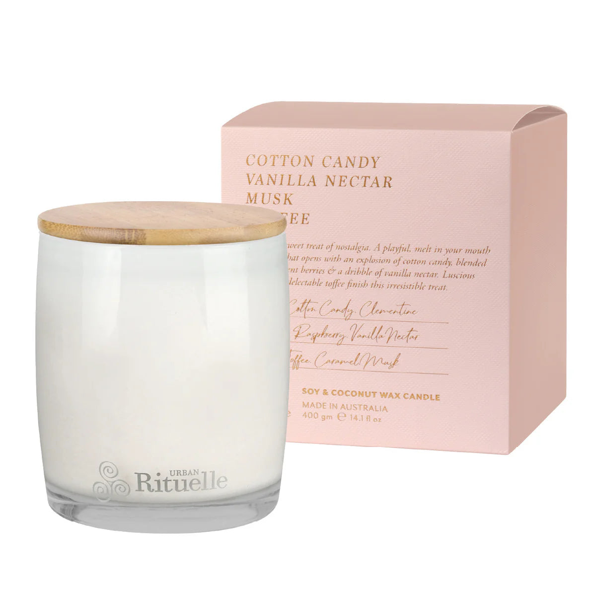 Cotton Candy, Vanilla Nectar, Musk, Toffee Scented Soy Candle 400gm