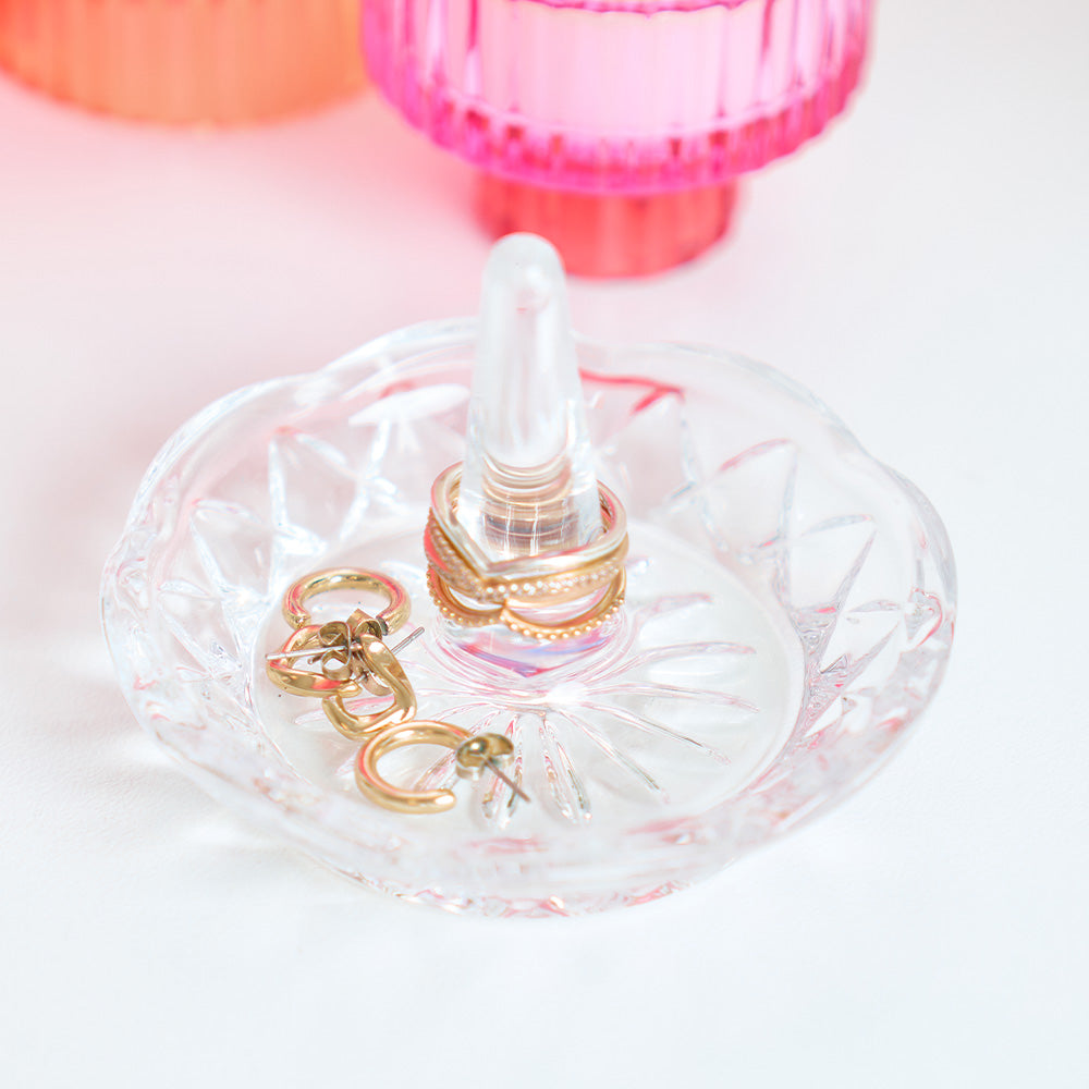 Ring Holder Glass Luxe Round - Clear
