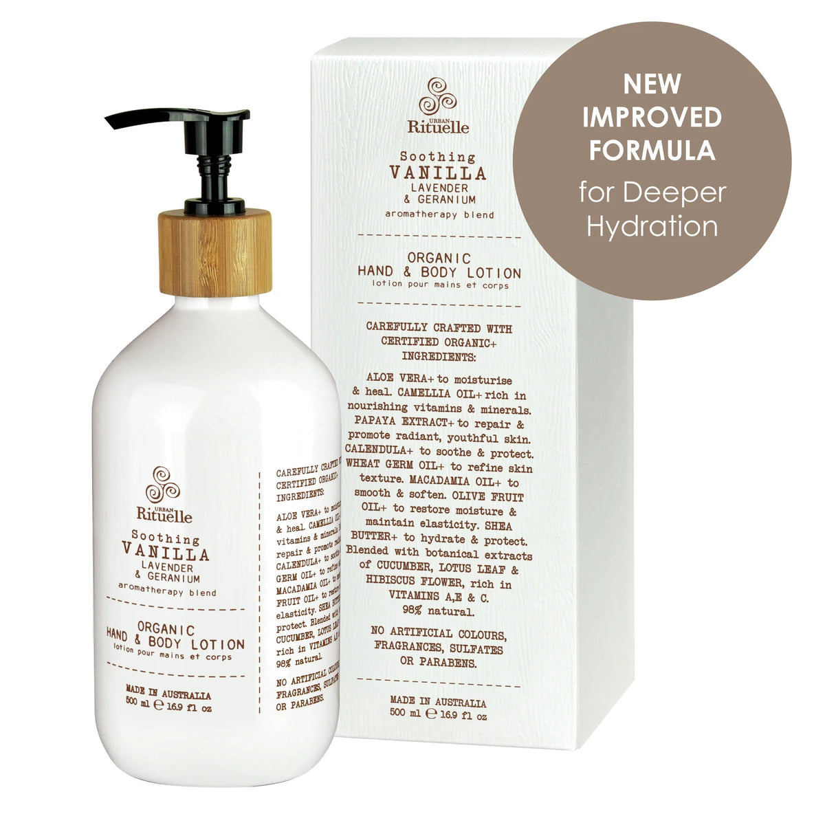 Soothing Vanilla, Lavender & Geranium Hand & Body Lotion l Urban Rituelle