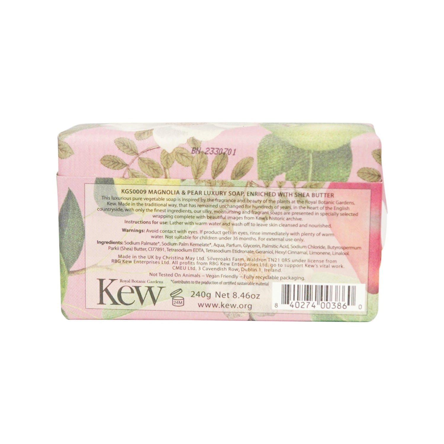 Kew Magnolia & Pear Soap Bar (240g)