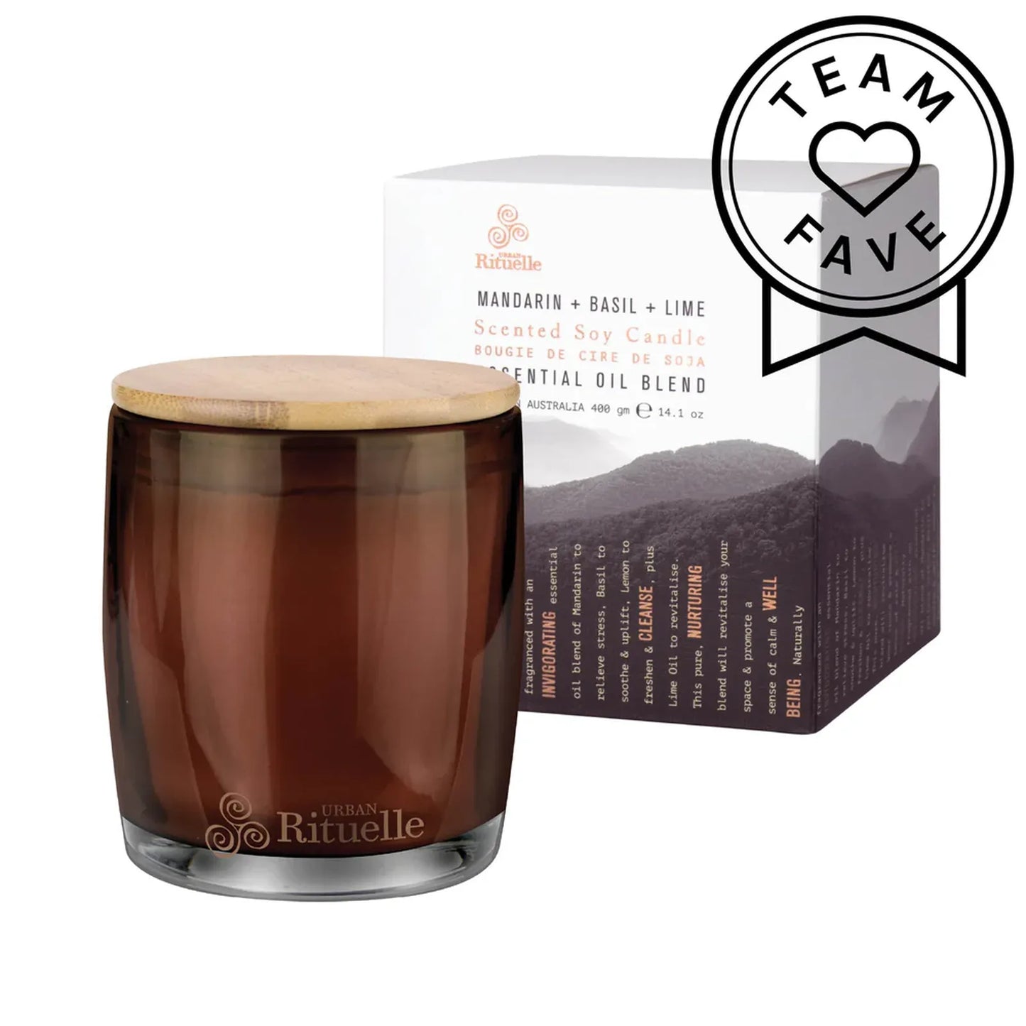 Mandarin, Basil & Lime Scented Soy Candle 400gm | Urban Rituelle